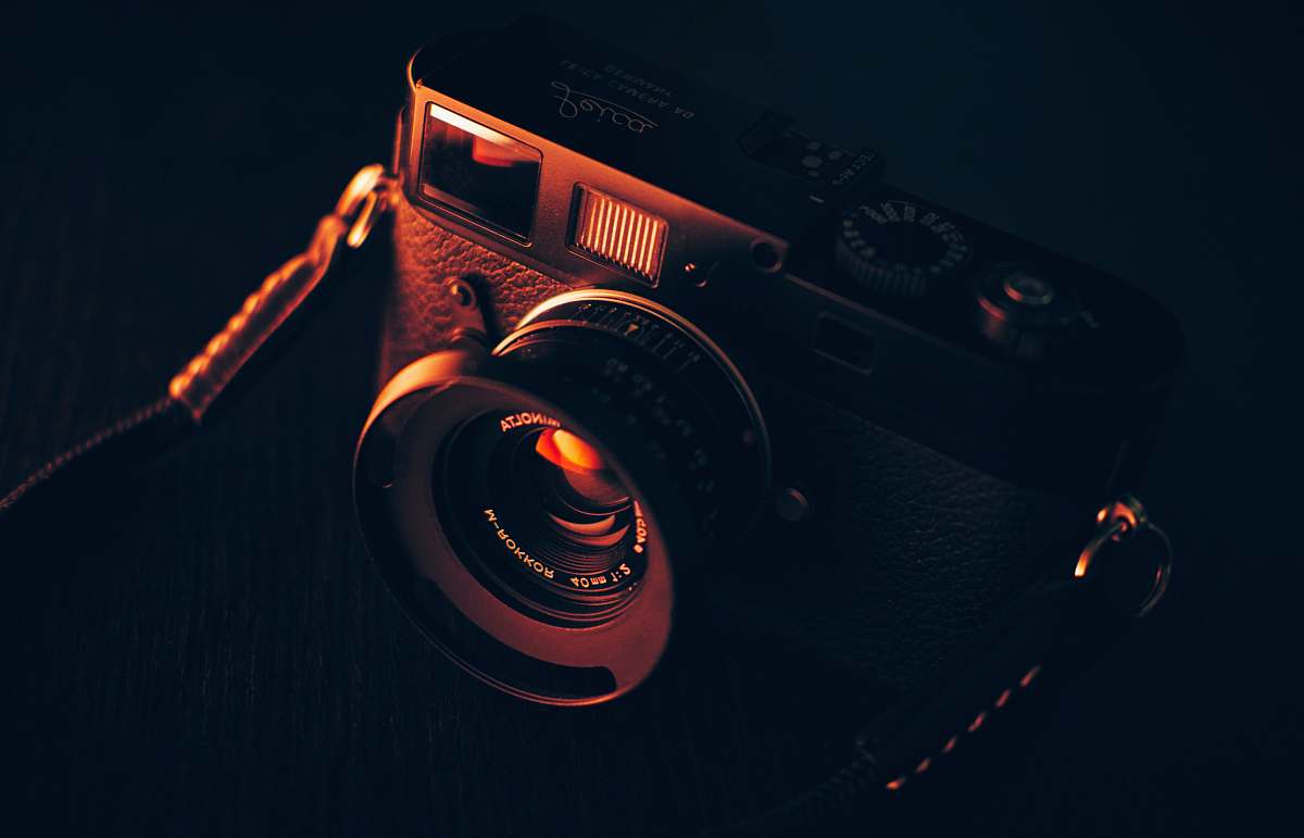photographic equipment SLR camera on top of table fullframe